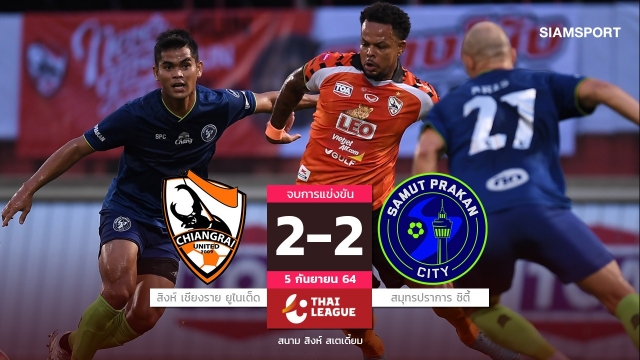 เฉือนกันไม่ลง! สิงห์ เชียงรายฯ เจ๊าสมุทรปราการ สนุก ประเดิมไทยลีก